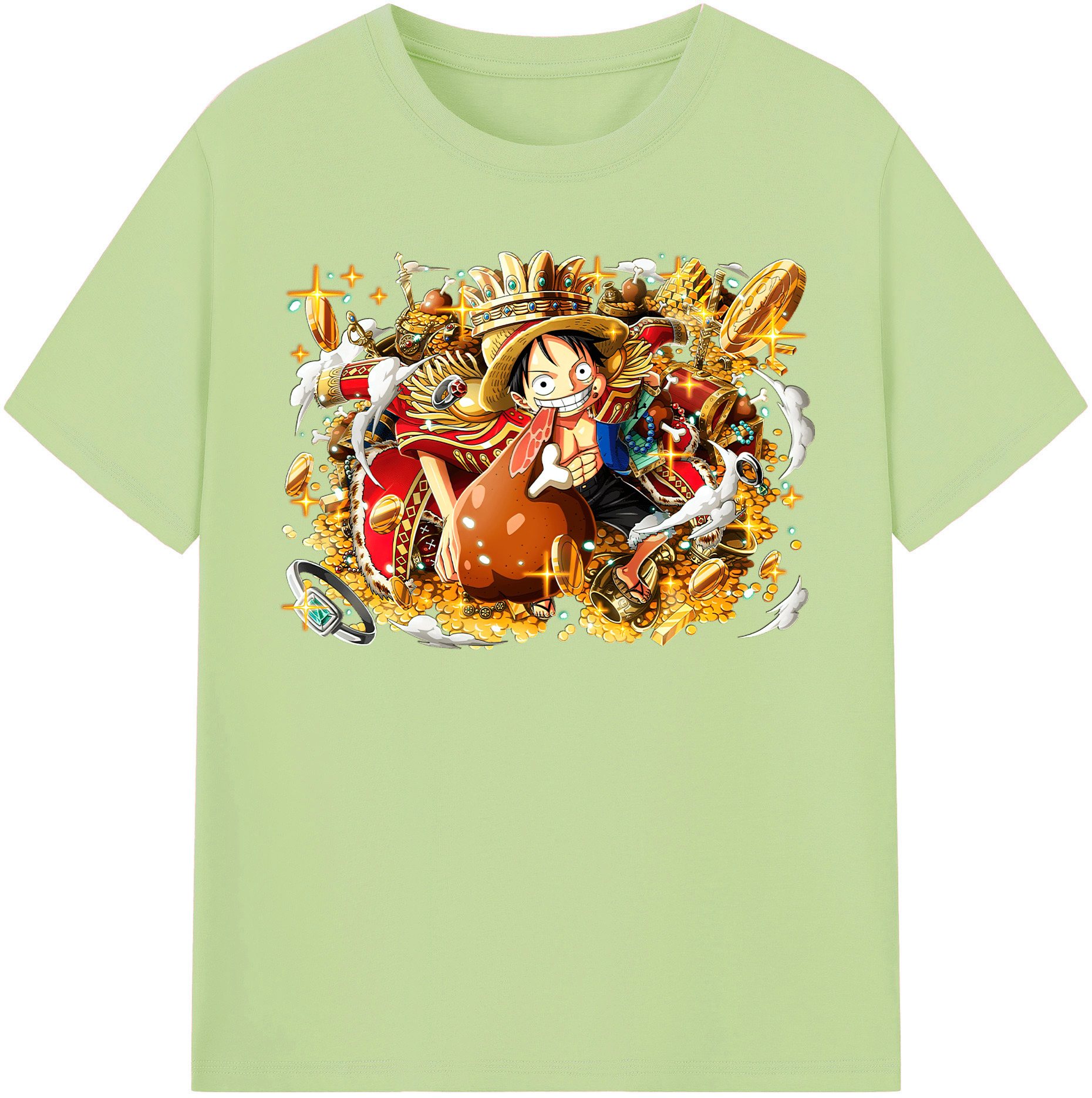 ワンピース モンキー・D・ルフィ ONE PIECE Monkey D. Luffy 綿100％半袖Tシャツ（フロントプリント）